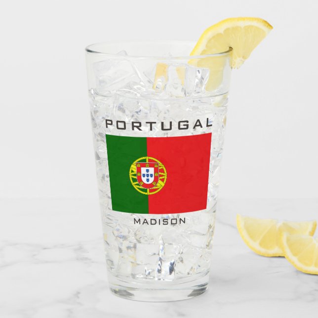 Custom Name Portugese Flag Glass (Back Ice)
