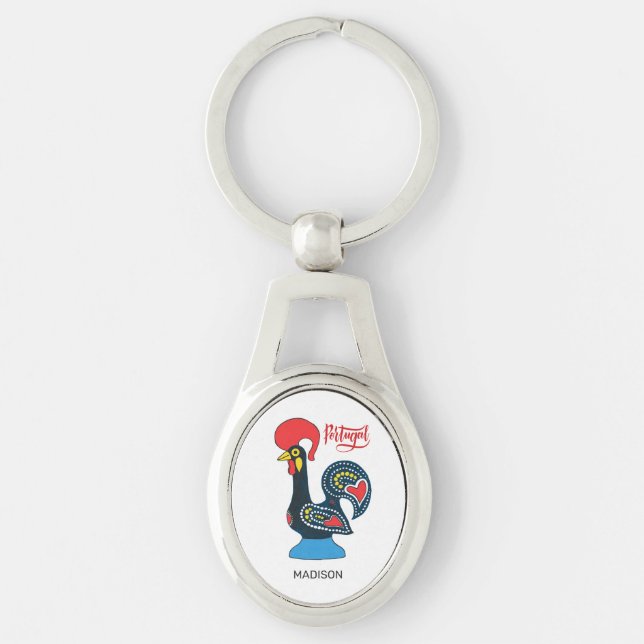 Custom Name Portugese Rooster Keychain (Front)