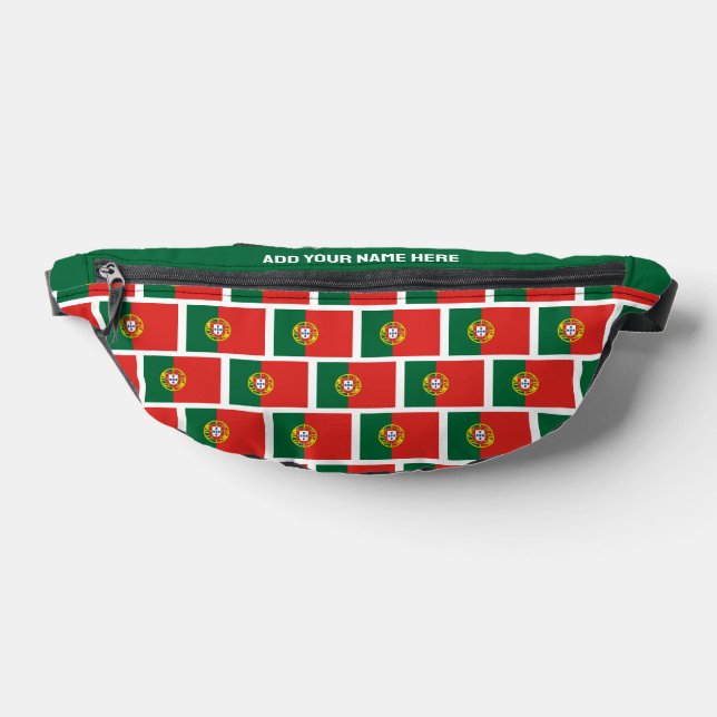 Custom Name PORTUGUESE FLAG OF PORTUGAL Fanny Pack (Lay Down)