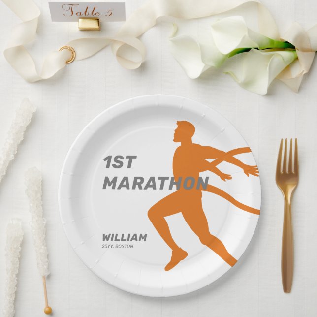 Custom Name Post Marathon Celebration Party Paper Plates (Wedding)