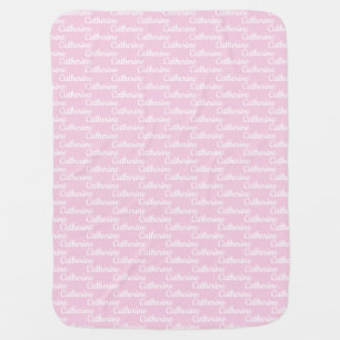 Custom Name Powder Pink Baby Girl Receiving Blanket