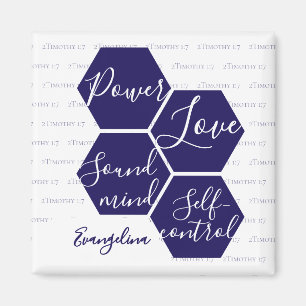 Custom Name POWER LOVE SOUND MIND Christian Magnet