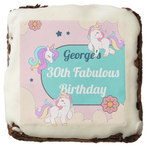 Custom Name Prank Unicorn Birthday Party Brownie