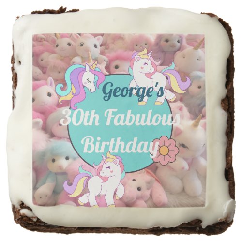 Custom Name Prank Unicorn Birthday Party Brownie