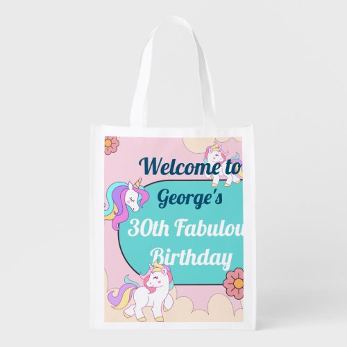 Custom Name Prank Unicorn Birthday Party Grocery Bag