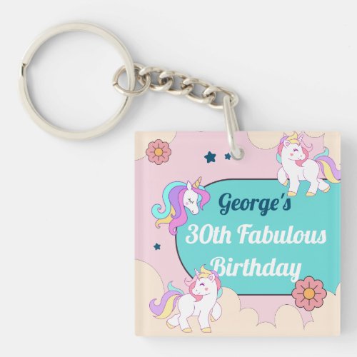 Custom Name Prank Unicorn Birthday Party Keychain