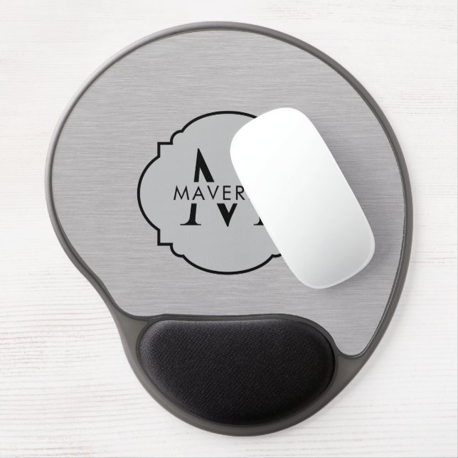 Brushed silver metal texture custom name gel mouse pad