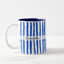 Custom Name Preppy Blue Striped 
