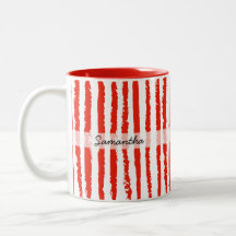 Custom Name Preppy Red Striped 
