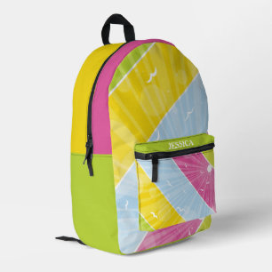 Custom Name Pretty Bright Colorful Checkers Printed Backpack