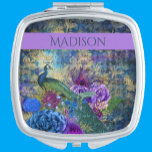 Custom Name Pretty Peacock Compact Mirror<br><div class="desc">This girly pink pretty vintage peacocks custom name compact is perfect as a stocking stuffer,  secret santa gift,  bridesmaid favors,  or a gift for the young (or older) lady in your life!</div>