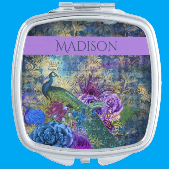 Custom Name Pretty Peacock Compact Mirror (Creator Uploaded)