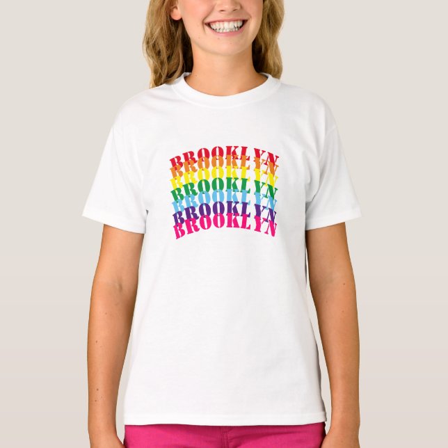 Custom name pride lgbt lgbtq gay rainbow kids T-Shirt (Front)
