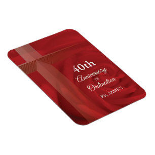 Custom Name Priest Anniversary Ordination Red Rose Magnet