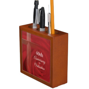 Custom Name Priest Anniversary Ordination Red Rose Pencil Holder