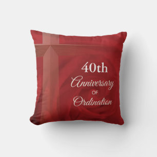 Custom Name Priest Anniversary Ordination Red Rose Throw Pillow
