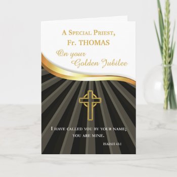 Custom Name Priest Golden Jubilee Of Ordination Card by Religious_SandraRose at Zazzle
