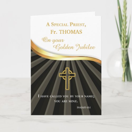 Custom Name Priest Golden Jubilee of Ordination Card