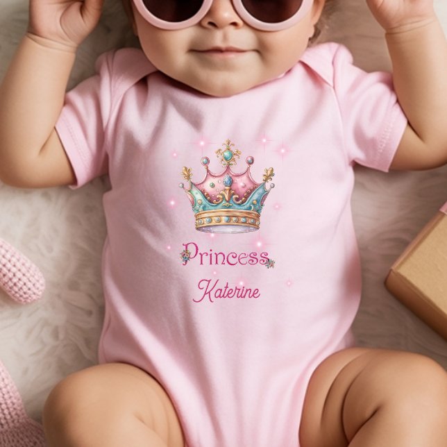 Custom Name Princess Crown  Baby Bodysuit (Creator Uploaded)