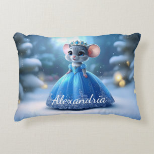 Custom Name Princess mouse with tiara Accent Pillow