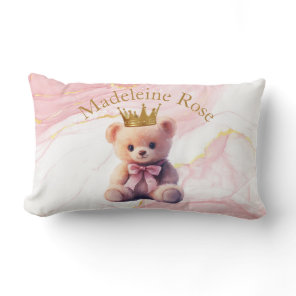 Custom Name Princess Teddy Bear Lumbar Pillow