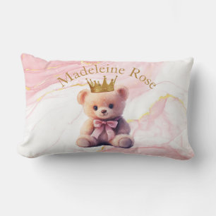 Custom Name Princess Teddy Bear Lumbar Pillow