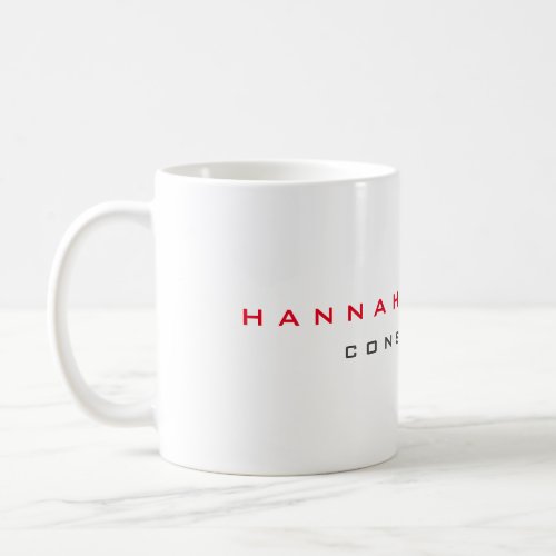 Custom Name Professional Red Grey White Modern Coffee Mug