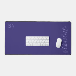 Custom Name Professional Title Modern Purple Desk Mat