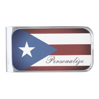 Custom name Puerto Rico flag money clip gift