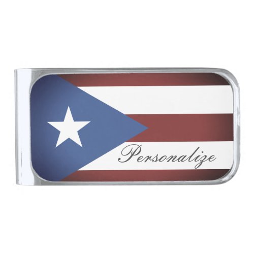 Custom name Puerto Rico flag money clip gift