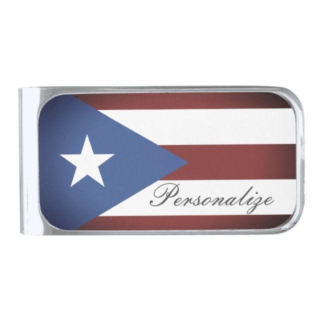 Custom name Puerto Rico flag money clip gift (Front)