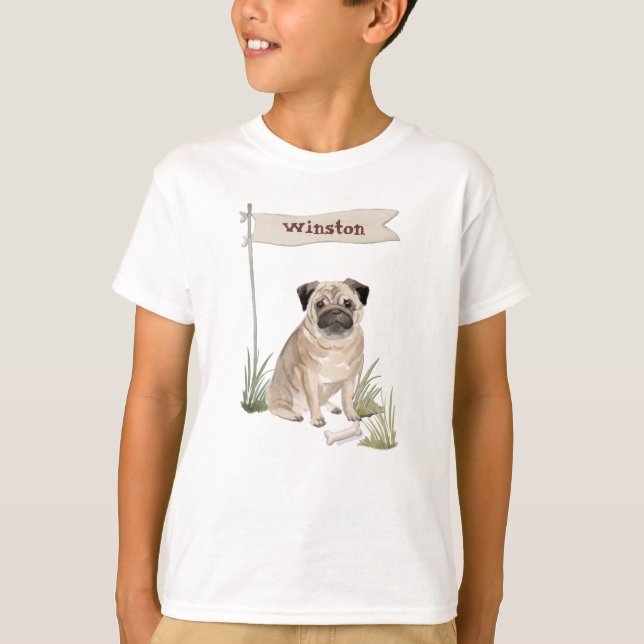 Custom Name Pug Pet Dog T-Shirt (Front)
