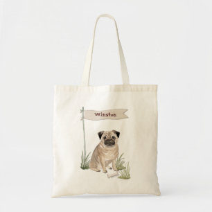 Custom Name Pug Pet Dog Tote Bag