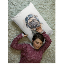 Custom Name Pug Pilot Vintage Aviator Pet Bed