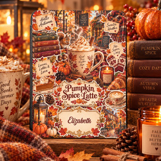 Custom Name Pumpkin Spice Latte Autumn Kindle Cover