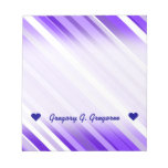 [ Thumbnail: Custom Name; Purple and White Striped Pattern Notepad ]