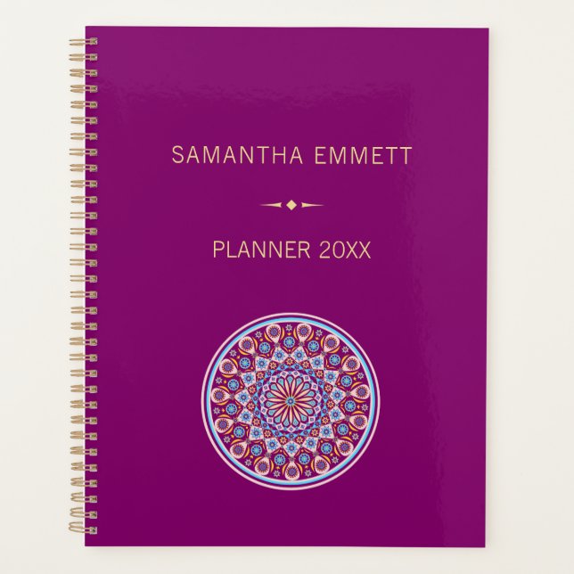 Custom Name Purple Colorful Mandala Planner (Front)