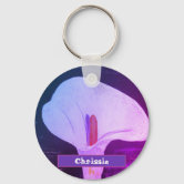 Purple Lily with Waterfall Keychain, Zazzle