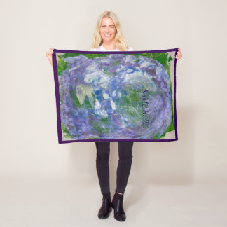 Custom Name Purple Green Abstract Painted Fleece Blanket