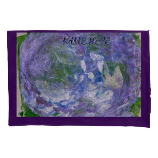 Custom Name Purple Green Abstract Painted Pillow Case