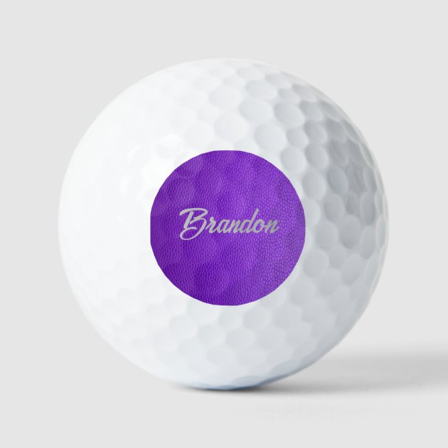 Custom name purple leather golf balls (Front)