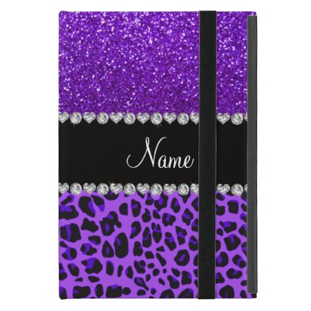 Custom Name Purple Leopard Indigo Purple Glitter Ipad Mini Case