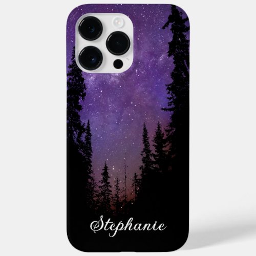 Custom Name Purple Night Sky Forest Milky Way Case