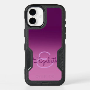 Custom Name Purple Ombre Initial Letter Monogram iPhone 16 Plus Case