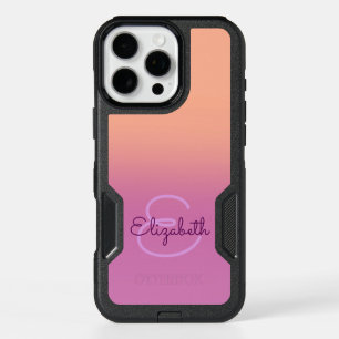 Custom Name Purple Orange Ombre Initial Monogram iPhone 16 Pro Max Case