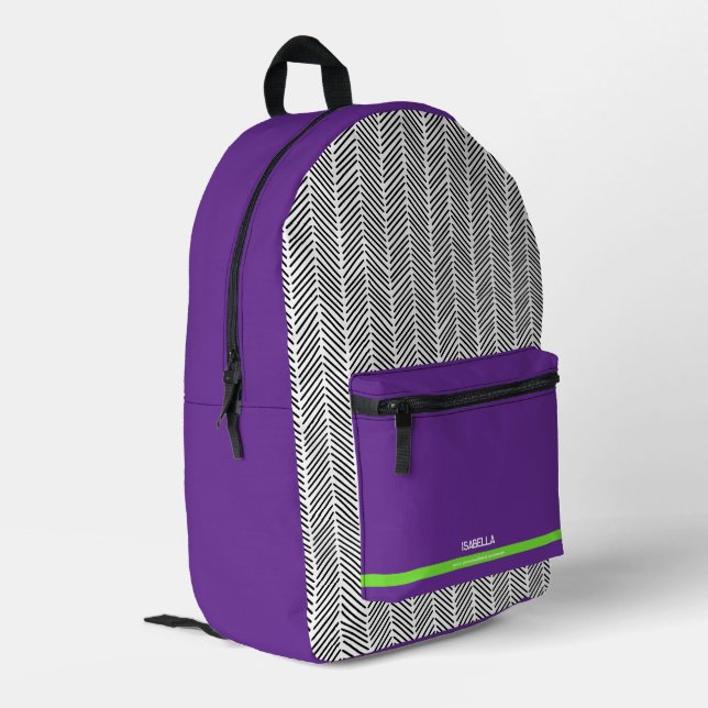 Custom Name Purple | Personalized  Printed Backpack (Back Corner Left)