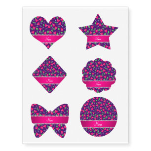Custom name purple pink cosmos limes temporary tattoos