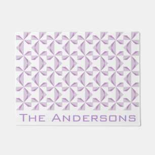 Custom Name Purple Pinwheels Doormat