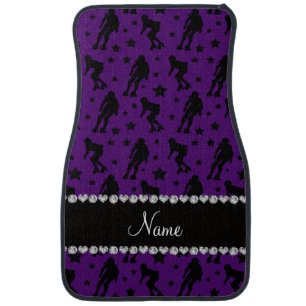 Custom name purple roller derby stars car floor mat