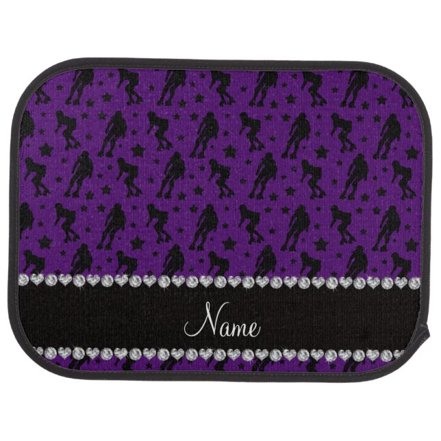 Custom name purple roller derby stars car floor mat (Rear)